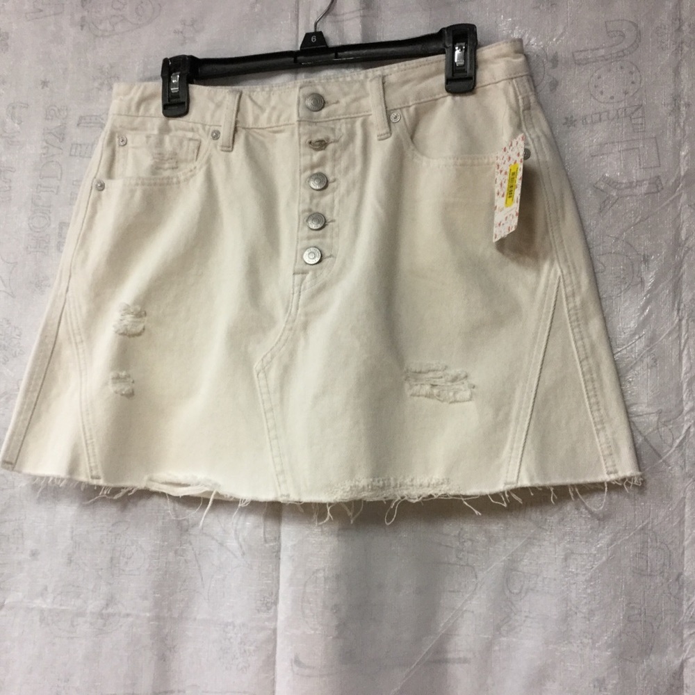 Free People Denim Skirt White 31 Mini Cotton - Picture 7 of 15